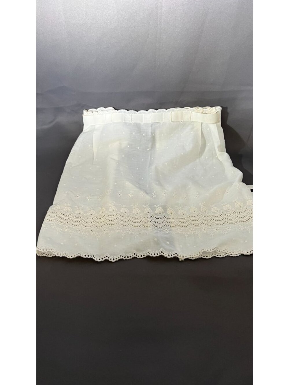 White Eyelet Lace Waist Apron With Delicate Embroidered Details